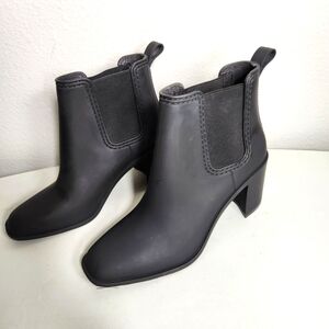 Jeffrey Campbell Womens Black Hurricane Heeled Chelsea Rain Booties-Size 10